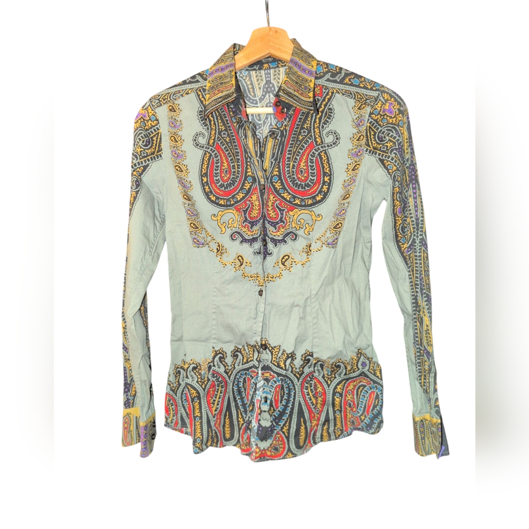 Vintage Women Paisley Button-Up Shirt